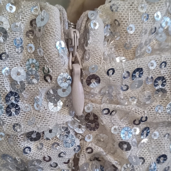 Vici Sequin Platinum balloon sleeve Dress Size M - Picture 10 of 15